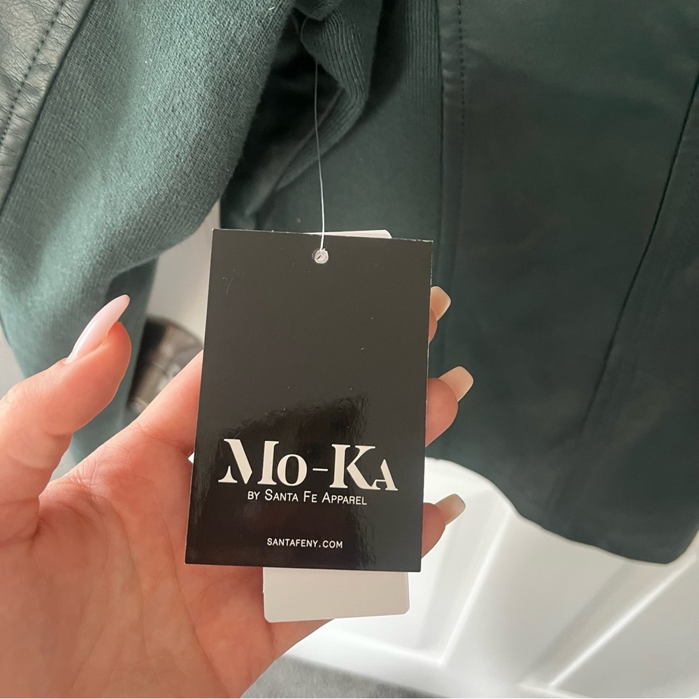 NWT Dark Green Faux Leather Jacket - Picture 4 of 5